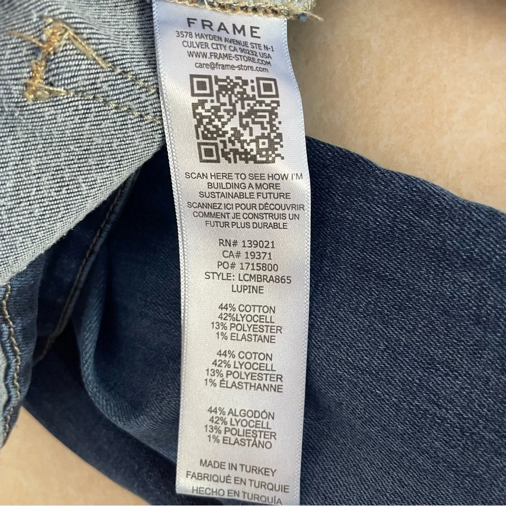 Frame Blue Cotton Blend Le Crop Mini Boot Jeans 37594